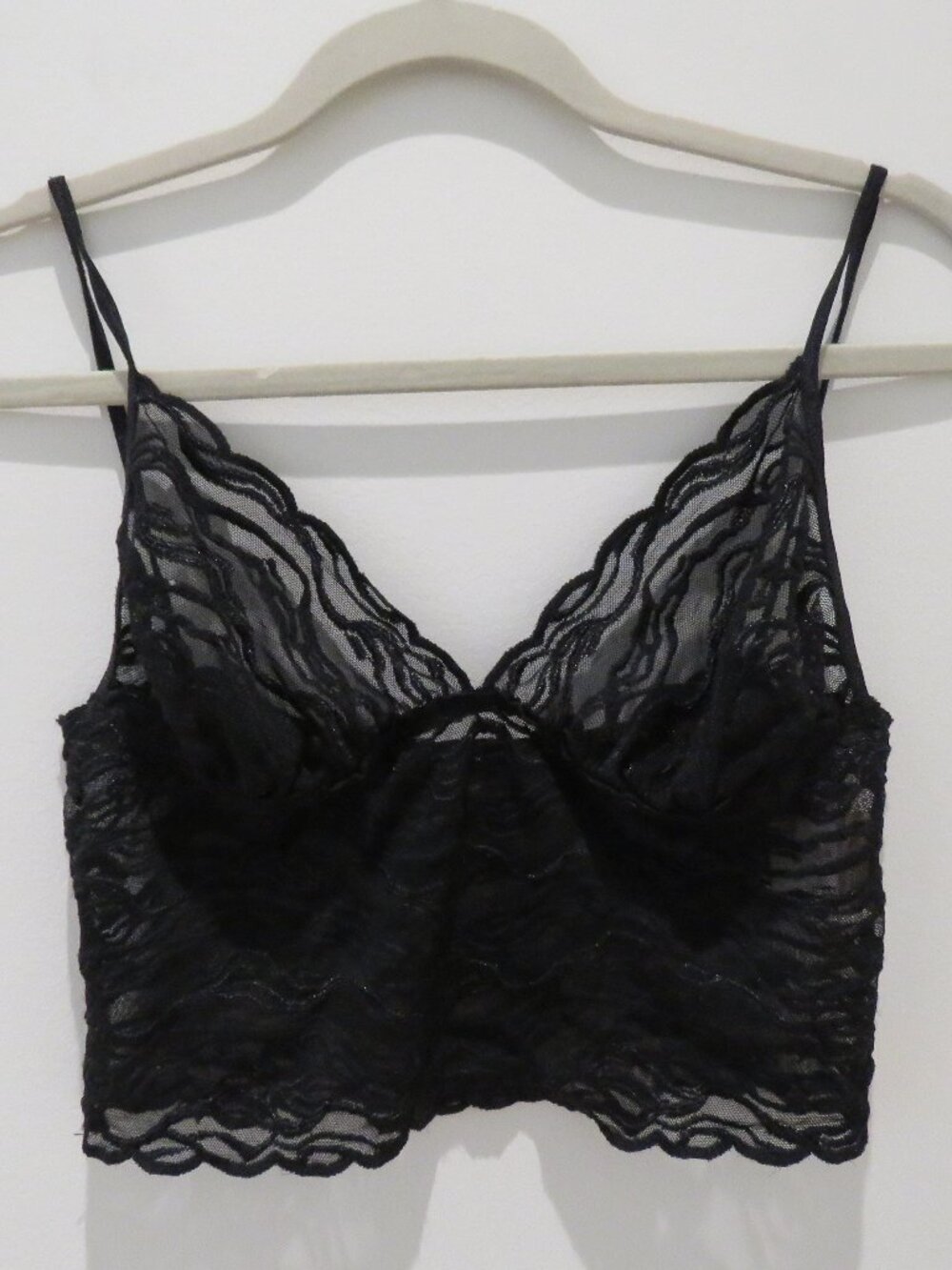 VINTAGE BCBG INTIMATES Semi Sheer Black Babydoll Cami Crop Top Black Whimsigoth - Picture 2 of 10